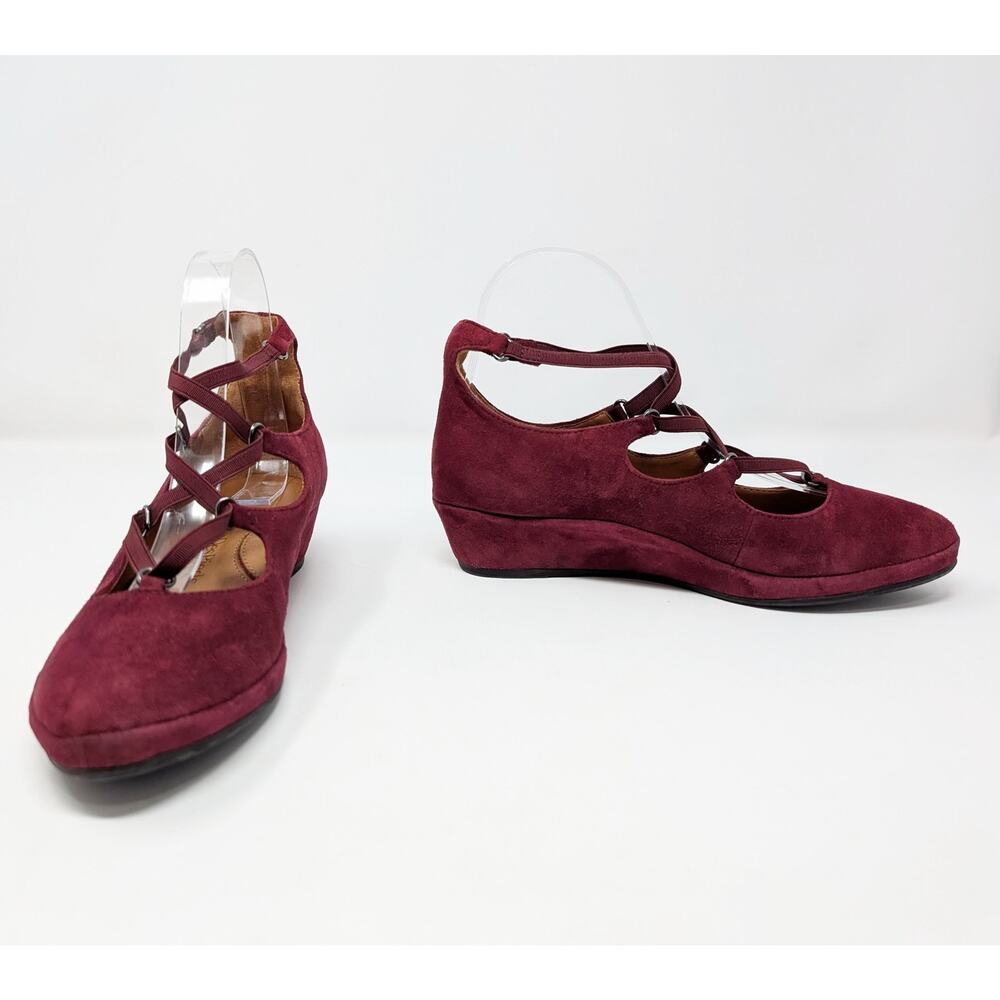 L'Amour Des Pieds Shoes Burgundy Suede Lace Up Benham Heels Women's Size 7 - Picture 6 of 11